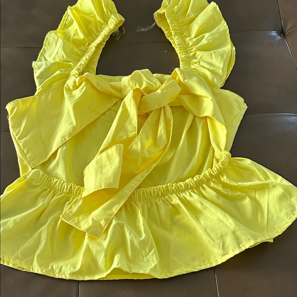 Yellow Ruffled Tank Top - Picture 3 of 7